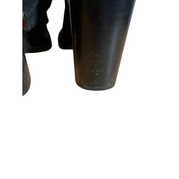 Saks Fifth Ave Black Leather Caged Lace up Block Chunky Heel Pumps Women Sz 7.5 - Picture 7 of 11